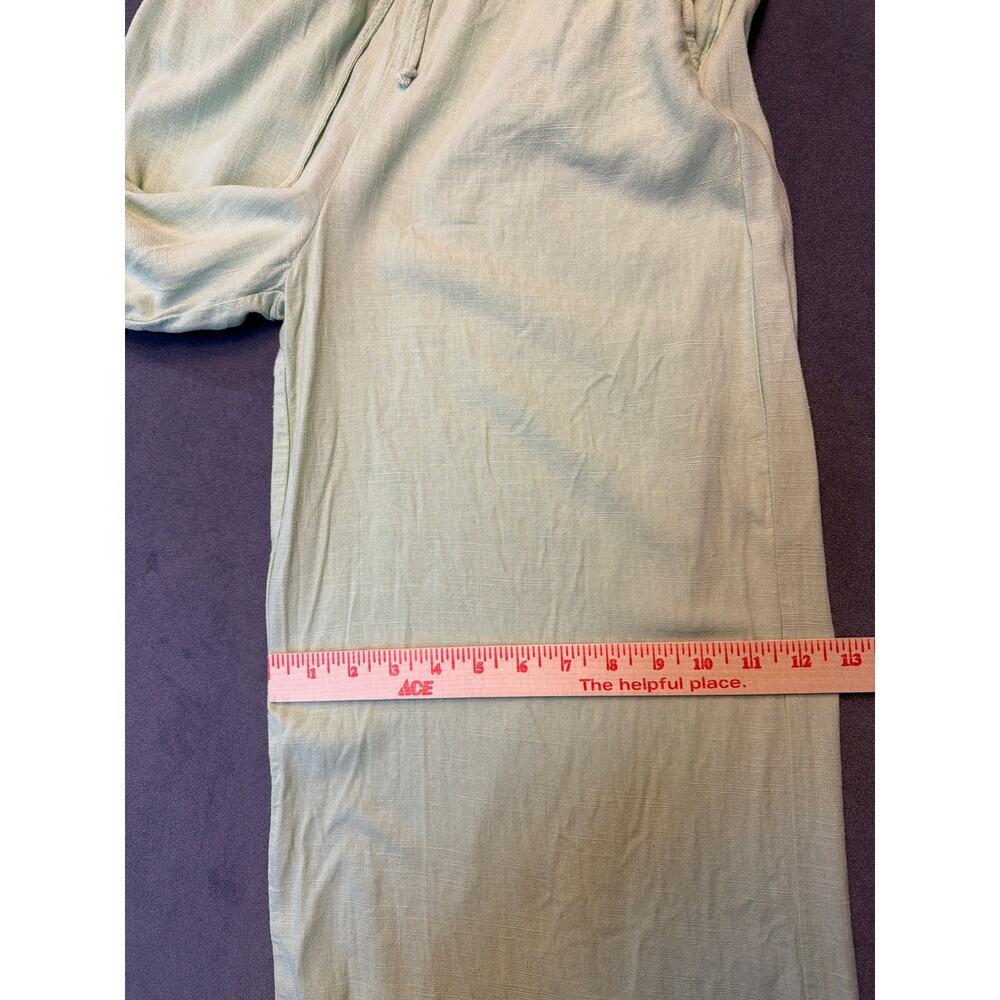 Coco + Jaimeson Linen Drawstring Waist Pants Womens M Mint Wide Leg - Picture 6 of 10